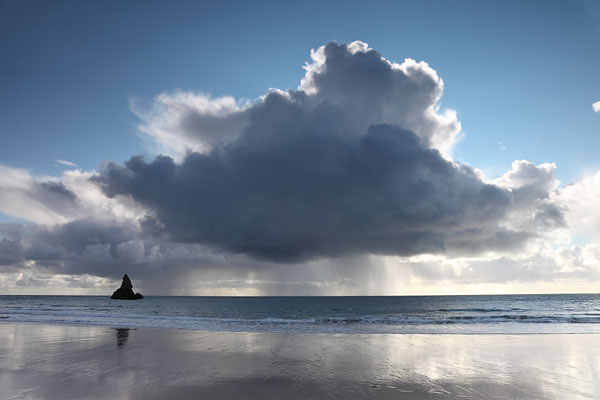 Silver Lined Storm Clouds Passing Behind Church Rock Broad Haven